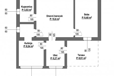 Belišće, dvosoban stan u prizemlju, 51,94 m2
