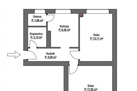 Belišće, dvosoban stan u prizemlju, centar, 50 m2